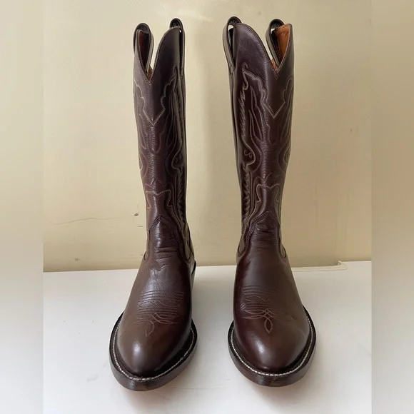 NWT Alberta Boots Brown Cowhide Leather Western Cowboy Boots Men Size 9 US - Picture 2 of 8